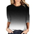 thumbnail image 1 of 2025 Womens Casual Fashion Thin Tee Shirts Women Gradient Printing O Neck Womens Shirt Three Quarter Sleeve Tops athletic Long Sleeve Shirt Women T Shirt Blouse, 1 of 5