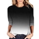 thumbnail image 1 of Blusa informal de mujer con estampado degradado, cuello redondo y manga tres cuartos - Poliéster, ligera y suave, corte holgado, tallas S-XXL, ideal para el verano, 1 of 5