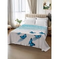 thumbnail image 2 of Blue Butterfly Coastal Twim Size Flat Sheet, Wrinkleproof & Fadeproof Cooling Flat Bed Sheet Only, Summer Beach Ocean Nautical Breathable Soft Bedding Top Sheets 66 x 96 Inches, 2 of 8