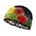 thumbnail image 3 of Milageto Flower Crochet Casual Hollow Skull Cap for Party Outdoor Shopping Black, 3 of 8