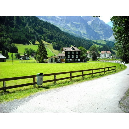 LAMINATED POSTER House In Mountains Road Through Village Swiss Poster Print 11 x