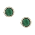 thumbnail image 3 of 1928 Jewelry Silver-Tone Green Malachite Gemstone Button Cover, 3 of 4