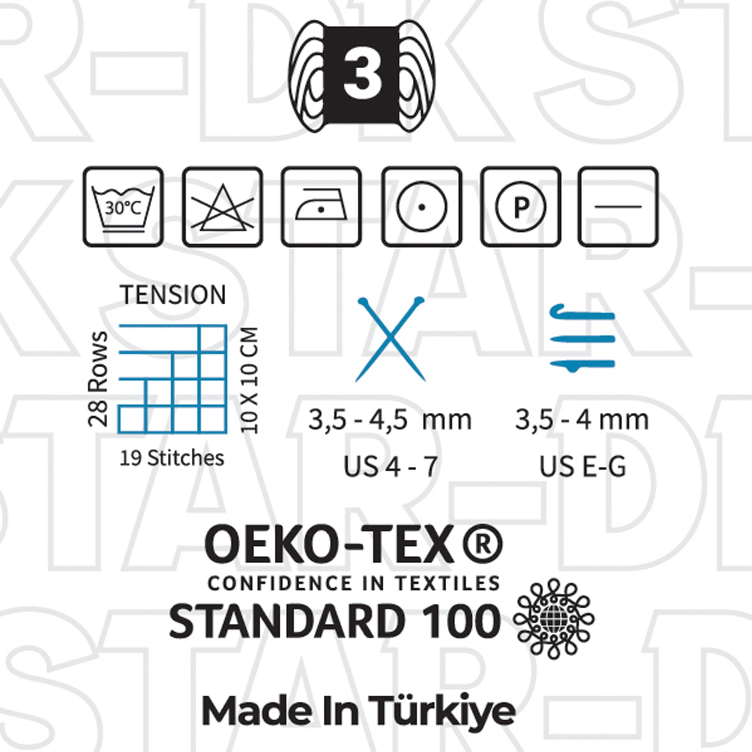 Estako Star-DK Yarn - (3 Skeins Pack) - 75% Acrylic 25% Wool - Soft Lightweight DK #3 - (3 x 3.52 Oz) / (3 x 306 Yrds) - Crochet & Knitting Yarn ( 30699 - Powder )