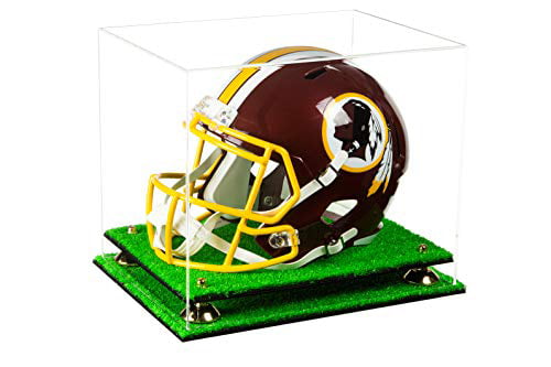 Collectible Supplies Deluxe Acrylic Mini Football Helmet Display Case with Cherry Wood Base 