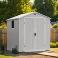 thumbnail image 2 of Patiowell 6'x6' Resin Storage Shed, Lockable Door & Window, Durable All-Weather Outdoor Shed for Garden & Tool Storage, Light Gray, 2 of 9