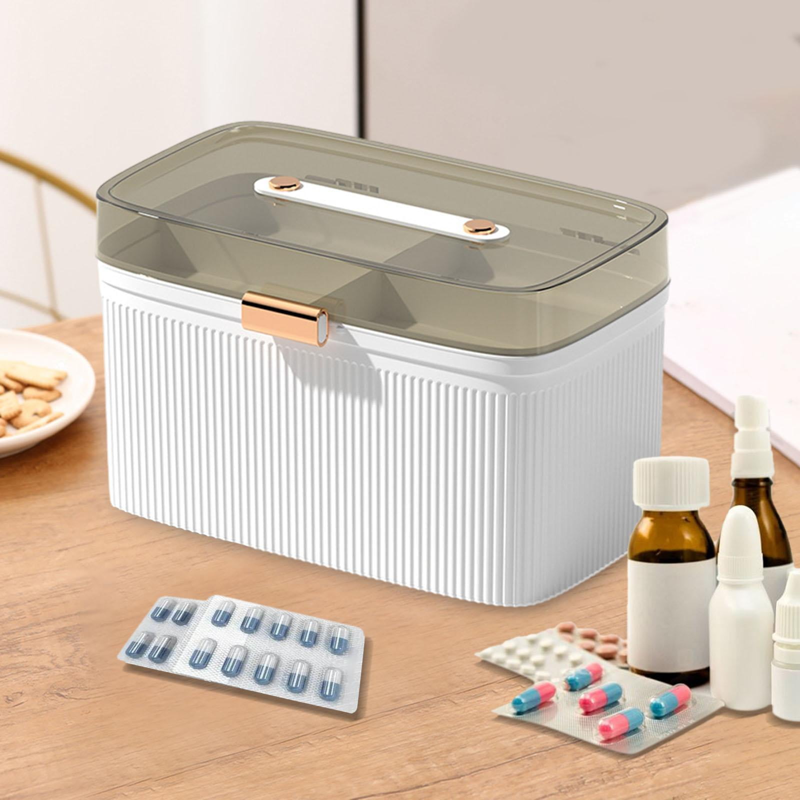 Nishiyuenyi Craft Organizer Storage Box 2 Tier with Handle Portable First Aid Box for Travel L