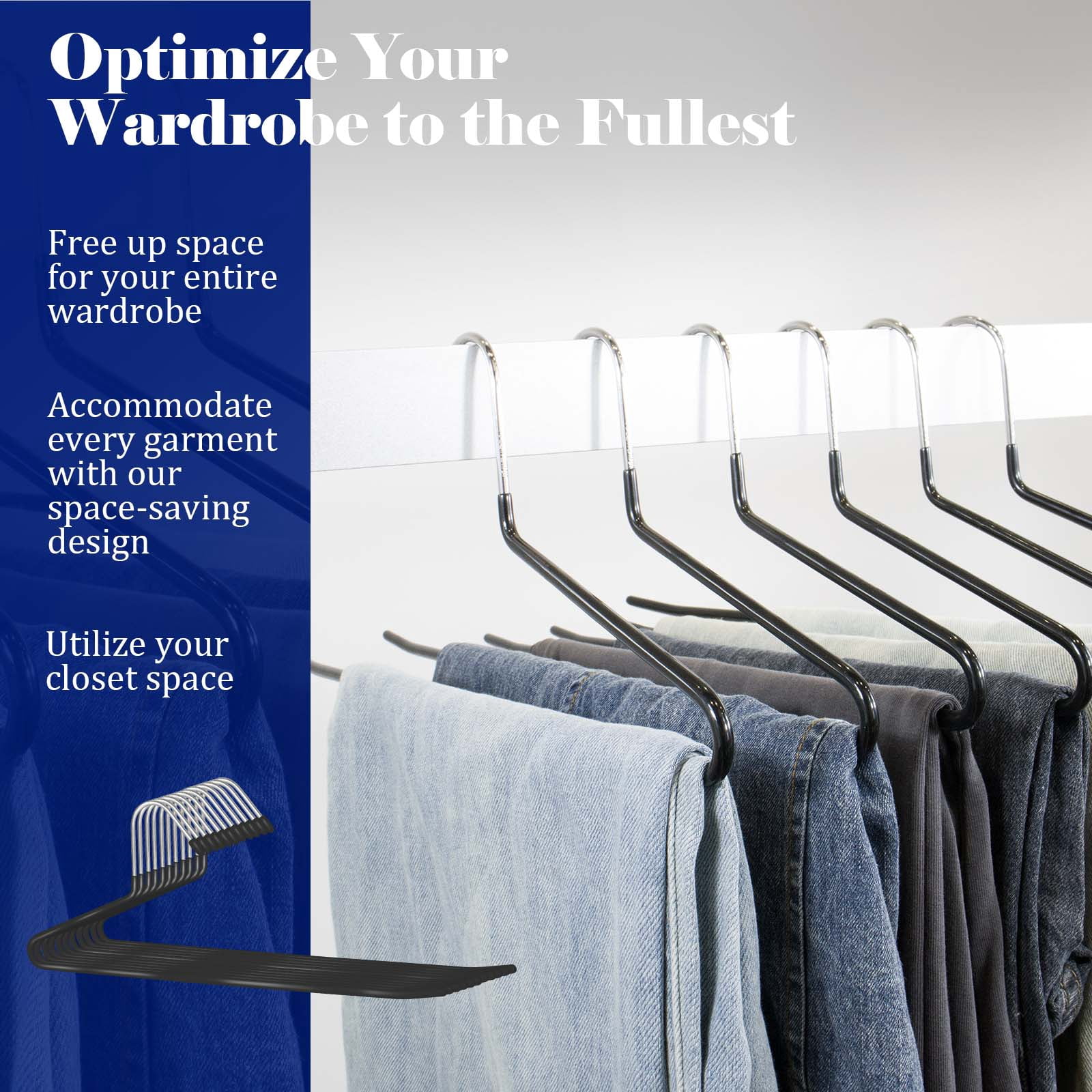 GZQXHOME Non‑Slip Metal Pants Hanger, 30 Pack Space‑Saving Heavy Duty Black Closet Organizer for Trouser Jeans Blanket Storage
