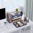 thumbnail image 5 of Desk Organizer, 4-Tier Paper Letter Tray with File Holder, Drawer & 2 Pen Holders, Desktop Accessories & Workspace Organizers for Home Office Supplies, Black, 5 of 7