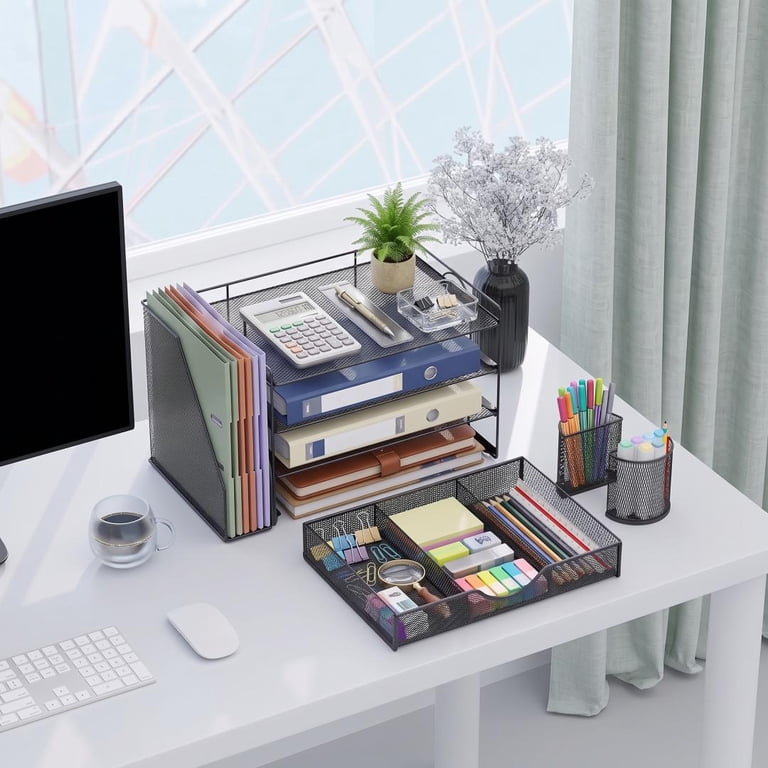 Torio 4-Tier Desk Organizer with File Holder and Pen Holders photo 5