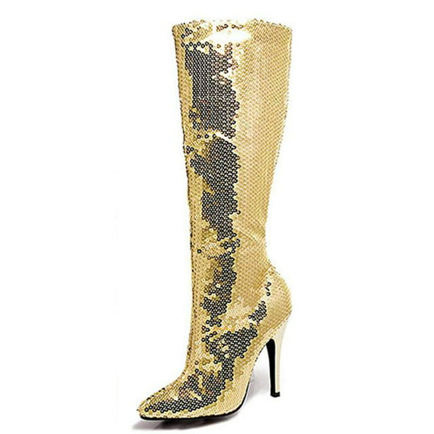 ELLIE SHOES - Women's Gold Sequin Knee High Boot - Walmart.com ...