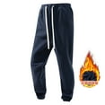 thumbnail image 2 of Stamzod Winter Sweatpants for Men Solid Color Elastic Waist Flannel Gym Pants Men Casual Thicked Warm Joggers with Drawstring Dark Blue S, 2 of 7