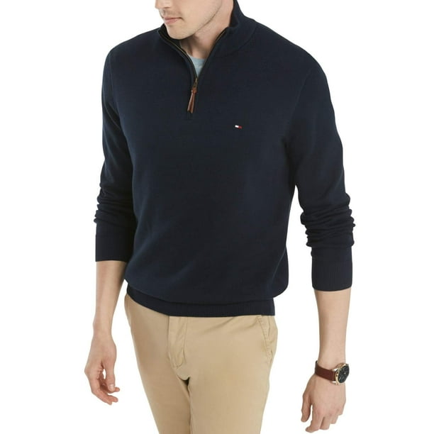 Jersey Tommy Hilfiger para hombre, talla grande y alta, con cierre 1/4