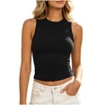 thumbnail image 5 of Jerdar Womens Summer Solid Color Stretchy Basic Sleeveless Sleeveless Tank Top Casual Ribbed Racerback Basic Fitted Thick Strap Shirts Tops L, 5 of 7