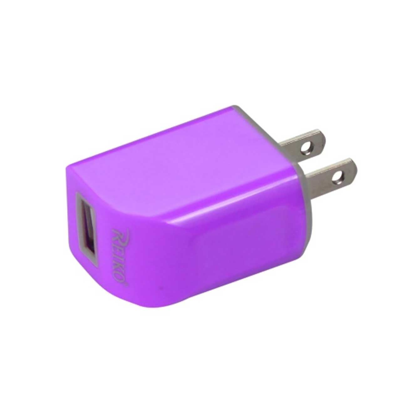 Pack Of 2] REIKO MICRO USB 1 AMP PORTABLE MICRO TRAVEL ADAPTER CHARGER WITH  CABLE IN PURPLE 