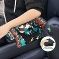 thumbnail image 6 of Renewold Car Center Console Cover Scratch Resistant Armrest Seat Box Cover with Organizer Pockets Console Lid Protector Cushion Fit for Most Cars Vehicles SUVs, American Tribal Cow Print Teal Brown, 6 of 9