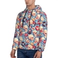 thumbnail image 3 of Picia music Skull record Retro Pattern Casual Men's Hoodie - Lightweight Hooded Sweatshirt with Kangaroo Pocket, Comfortable Pullover for Everyday, Travel-Large, 3 of 7