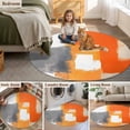 thumbnail image 6 of Orange Gray Round Area&nbsp;Rug 3ft Graffiti Geometric Color Block Abstract Modern Non-Slip&nbsp;Washable Circle Rugs Soft Felt Indoor Floor Mat for Bedroom Kitchen Living Room Bathroom, 6 of 9