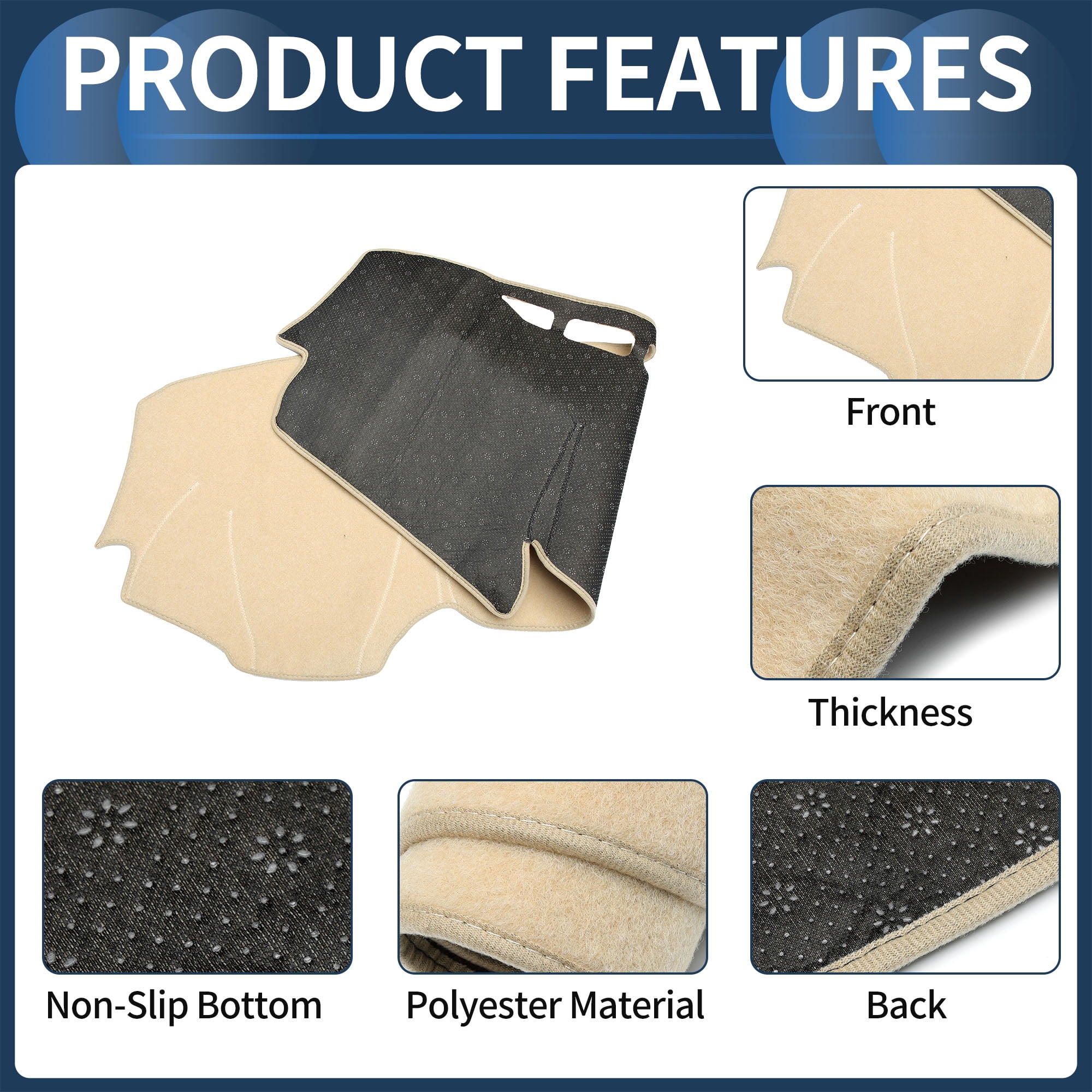 Unique Bargains Dash Cover Mat Carpet for Honda CRV 2017-2022 Polyester Beige