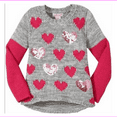 thumbnail image 2 of Design History Girls' Sequin Heart Sweater, Gray Sky Combo,  Size 2T, 2 of 2