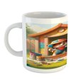 thumbnail image 2 of Ambesonne Dogs Ceramic Coffee Mug, Puppies Painting the Kennel, 11 oz, Apple Green and Orange, 2 of 4