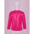 thumbnail image 4 of TSSOE Boys Girls Sparkly Metallic Long Sleeve Loose T-Shirt Jazz Hip Hop Dance Top Performance Costume Dancewear Hot Pink 11-12, 4 of 7