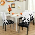 thumbnail image 2 of Halloween Chair Covers for Dining Room Set of 4 Halloween Bat Stretch Dining Chair Slipcovers 4 Pieces Holiday Spooky Washable Removable Seat Protector 4 Pack Decor for Home and Party, 2 of 7