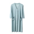 thumbnail image 2 of Men's Viscose Rayon Cardigan-Style Pajama Robe with V-Neck and Pockets, 2 of 9