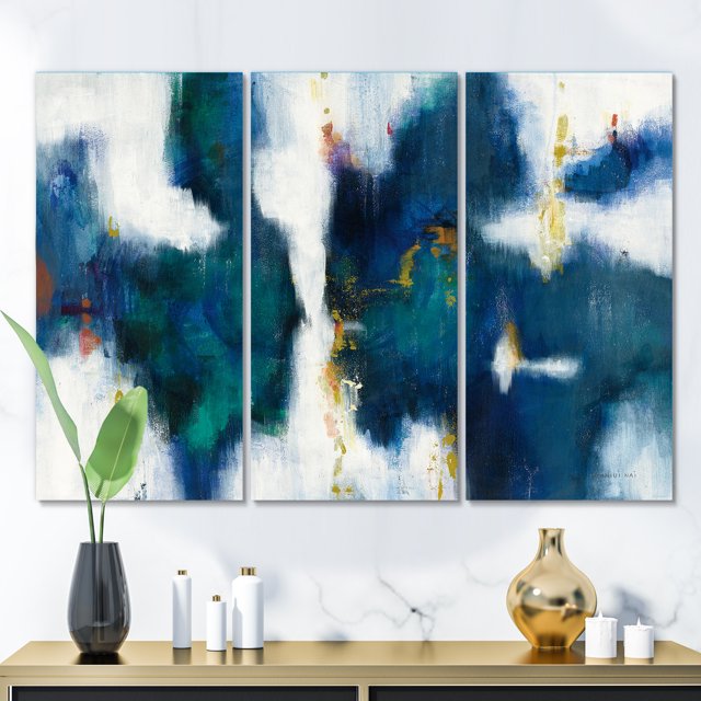 Designart - Blue Glam Texture I - Contemporary Premium Canvas Wall Art