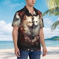 thumbnail image 3 of Honeii Flower Cat Couple Print Men’s Hawaiian Shirt,Classic Button-Down Short Sleeve Shirt, for Beach, Vacation, and Outdoor Activities,Medium, 3 of 7