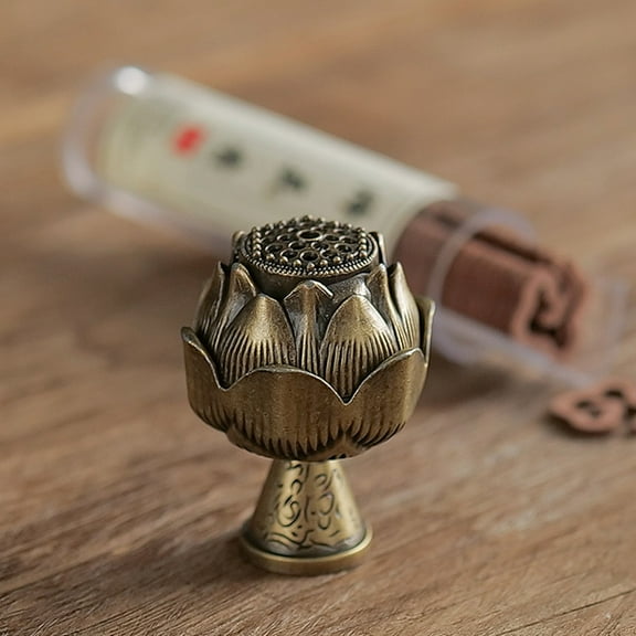 incense Burner Holder, Gold Home decor Accents, 2 in, Lotus Flower decor, Spiritual decor, decorations for Home, House decorations for Home, Vintage Style, Halloween, 1 Pc