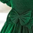 thumbnail image 6 of Jalioing Bubble Sleeve Princess Dress for Kids Girl Bow Ruched Puffy Dresses Birthday Party Baby Girls Skirts (4-5 Years, Green), 6 of 7