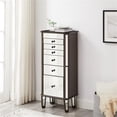 thumbnail image 2 of Pemberly Row 6-Drawer Wood Jewelry Armoire with Flip Top in Walnut Brown/Cream, 2 of 17
