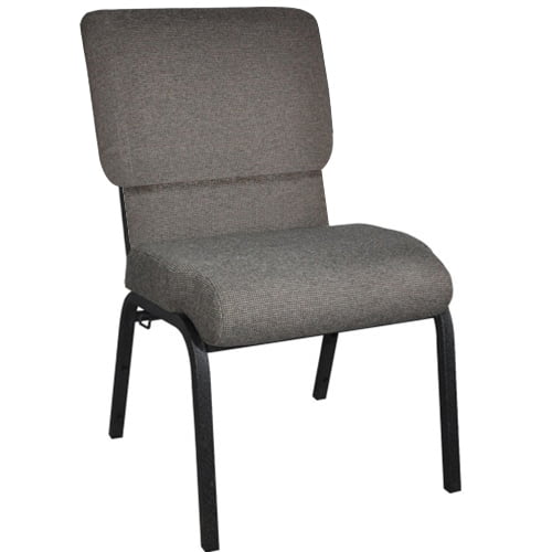 HERCULES Series 21''W Stacking Church Chair in Black Fabric Silver Vein Frame 
