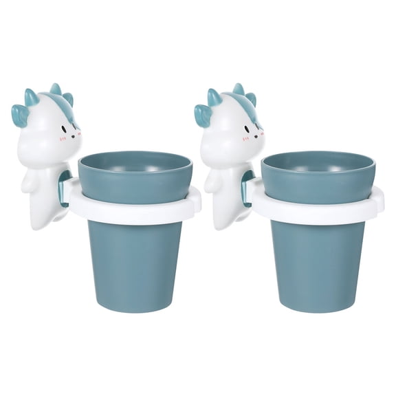 WORGEOUS 2pcs Kids Cartoon Rinse Cup Set Cute Toothbrush Holder Lovely Animal Toothbrush Organizer For Girls And Boy Children Bathroom Use