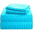 thumbnail image 2 of 800 Thread Count 100% Egyptian Cotton 3-Piece Fitted Sheet ( 1 Fitted Sheet + 2 Pillow Covers) 27 Inches Deep Pocket Size Olympic-Queen Color Turquise Blue Stripe, 2 of 5
