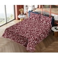 thumbnail image 4 of Ambesonne Geometric Flower Fitted & Flat Sheet with Shams 4 Pcs Set, Dot Style Leaves, Calking, Maroon Pale Maroon White, 4 of 5