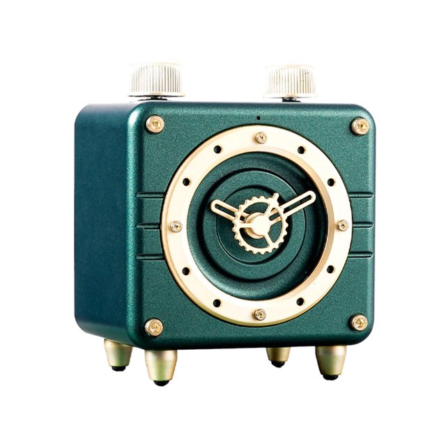 Mini altavoz decoración portátil M6 reloj mecánico Retro para mesa al aire libre Verde Sunnimix Reproductor de reloj mecánico
