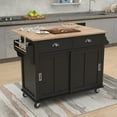 thumbnail image 2 of Yoneston Kitchen Island with 2 Drawers and 2 Storage Cabinet, Rolling Kitchen Storage Cart with Drop-Leaf & Concealed Sliding Barn Door for Home, Dining Room, Black, 2 of 9