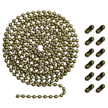 

Gustave Beaded Pull Chain Extension for Ceiling Fan or Light 10 Feet Beaded Roller Chain with 12 Matching Connectors Each (Bronze)