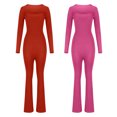 thumbnail image 4 of Wancir 2PC Women's Fall Long Sleeve Square Neck High Stretchy Fitted Going Out One Piece Jumpsuit, 4 of 5