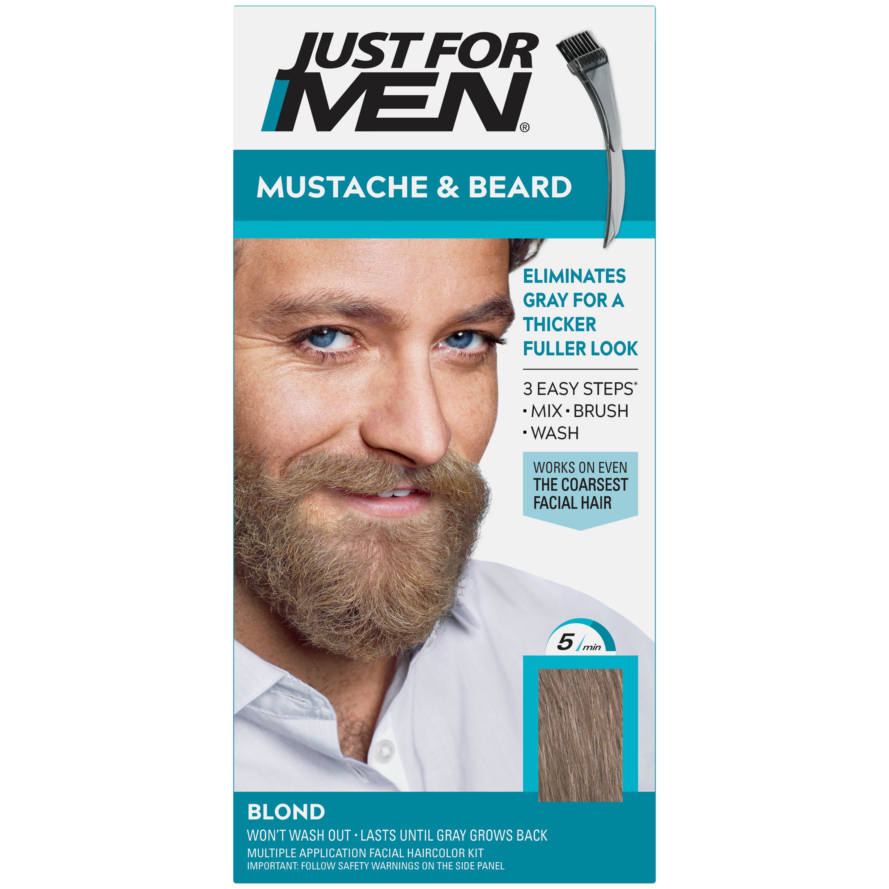 Just For Men Mustache and Beard Coloring for Gray Hair, M-10/15 Blond -  