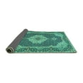 thumbnail image 2 of Ahgly Company Indoor Square Medallion Turquoise Blue Traditional Area Rugs, 3' Square, 2 of 4