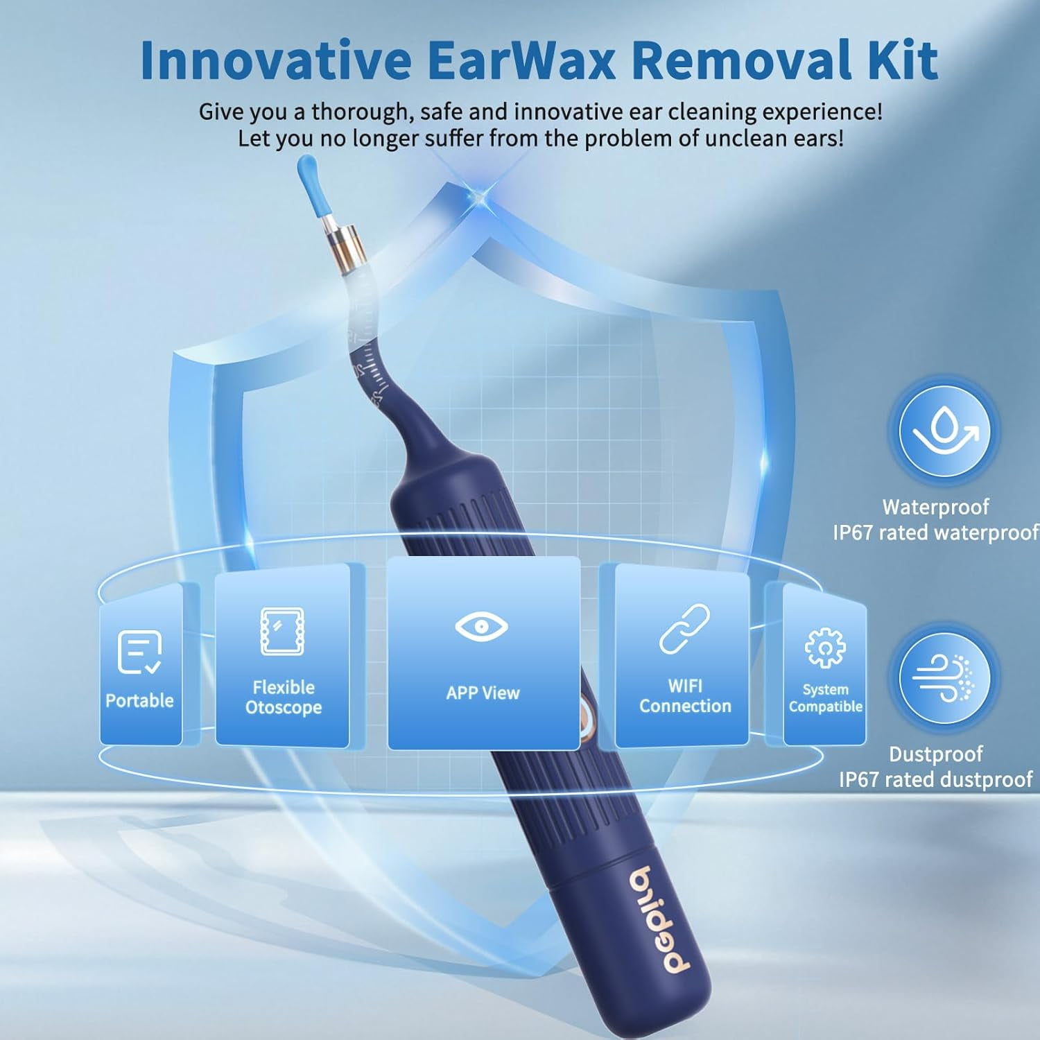 Ear Wax Removal Tool Camera with Wireless WiFi,Ear Wax Removal Tool with Flexible Visual 1080P Light Otoscope,Ear Cleaner with Painless Tweezers/Spade/Spoon/Pick,Ear Wax Removal Kit for Family