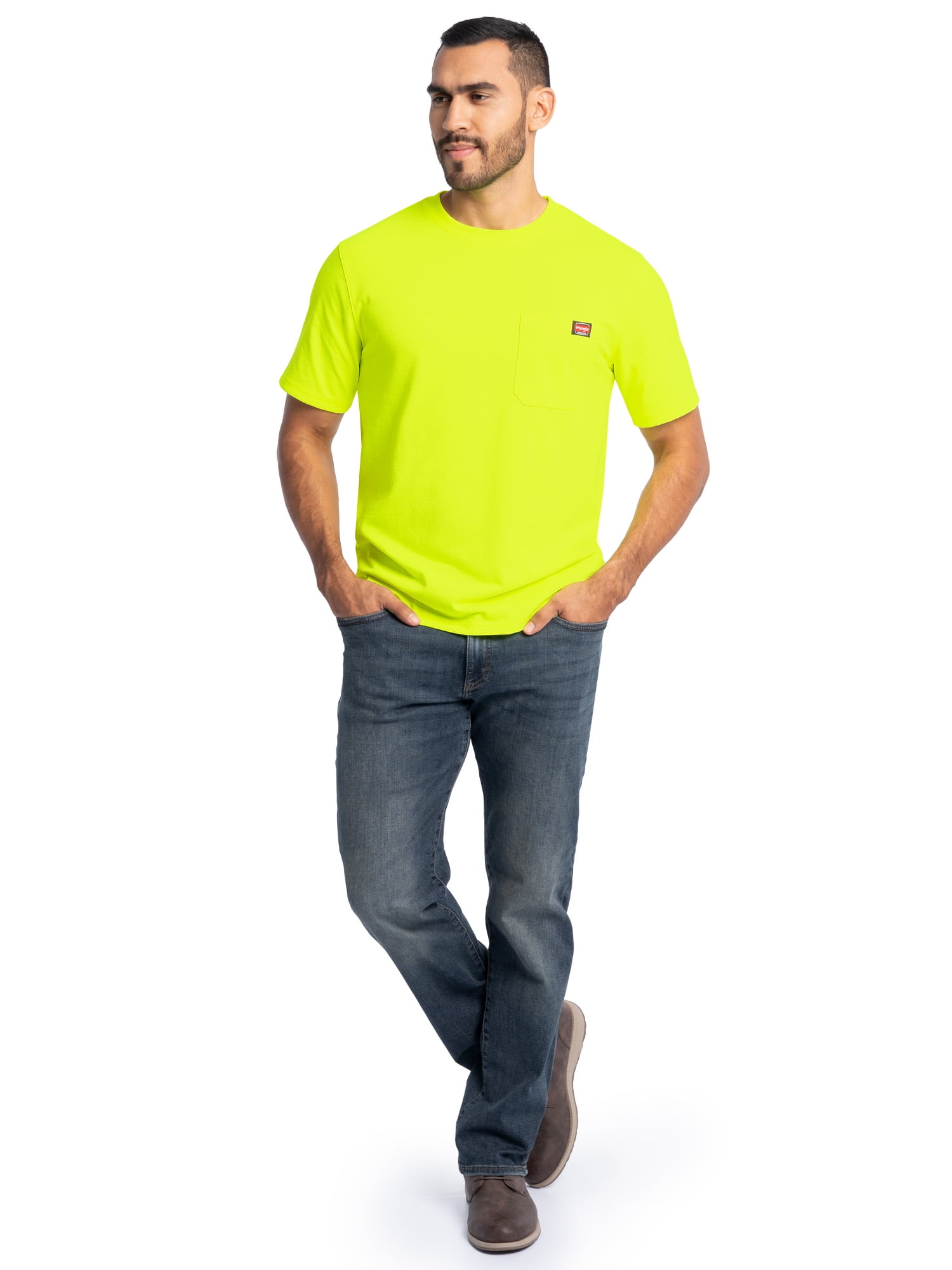 Wrangler Workwear Men's Short Sleeve Heavyweight Pocket Crew Work Shirt, size S-2XLT