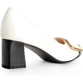 thumbnail image 3 of Ferwind Women's Square Toe Pumps Chunky Heel Two Tone Colors Slip on Adult White 10, 3 of 5