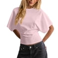 thumbnail image 2 of T Shirts for Women Summer Short Sleeve Tops Round Neck Causal Fashion Basic Fitted Tee by Yigetop Pink XS, 2 of 5