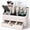 Beige, variant on Leather Makeup Organizer with Drawer, Cosmetic Storage for Dresser Countertop and Bathroom Vanity, Beauty Holder for Lipstick Brush Skincare (Black)