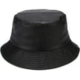 thumbnail image 4 of CoCopeaunts Leather Bucket Hat Casual Outdoor Cool Sunscreen Fisherman Hats Street Activities Hiking Fishing Folding Bucket Cap, 4 of 8