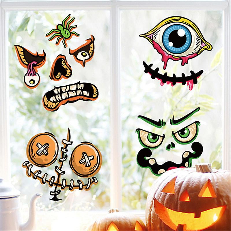 DECYOOL Kit De Décoration De Citrouille D'Halloween : 46 Autocollants, 30 Autocollants Pour Le Visage Pour Enfants