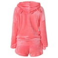thumbnail image 3 of Women Fleece Pyjamas Set Fluffy Soft Hooded Twosie Pyjama Sets Teddy Bear Shorts Pjs Sherpa Fleece Loungewear Winter Warm Cosy Nightwear Comfort Loose Fit 2 Piece Outfit with Bear Ear Pockets Ladies, 3 of 4